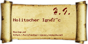 Holitscher Ignác névjegykártya