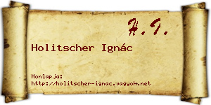 Holitscher Ignác névjegykártya